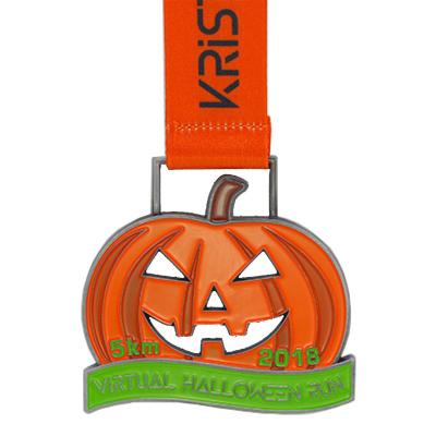 China America Enamel Halloween Pumpkin Personalized Race Medal for sale