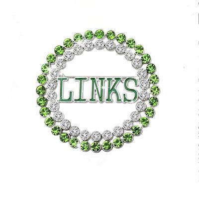 China White Green Faux Stone Crystal Greek Letter The Sorority Pin Custom Alloy Metal Inlay Enamel Links Brooches for sale