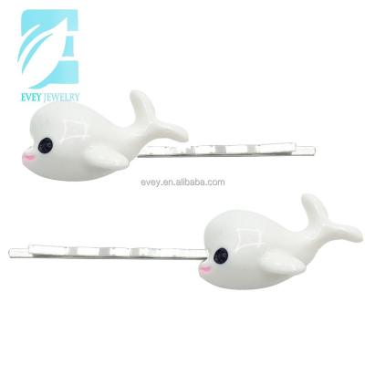 China Plastic Bobby Pins Fancy White Dolphin Hairpins for sale