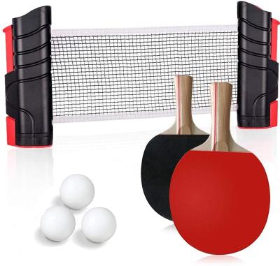 China Ping Tennis Paddle Set Portable Table Stocked Set with Retractable Net 2 3 Ball Rackets and Carry Bag for Kids Adult Indoor OU for sale