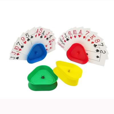 China Simple Triangle Shaped Hands Free Poker Playing Cards Rack Holder Set Of 4 for sale