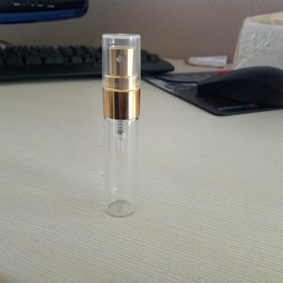 China Personal Care 5ml Gold Mini Pump Sprayer Small Perfume Bottles, Glass And Gold Bottle for sale