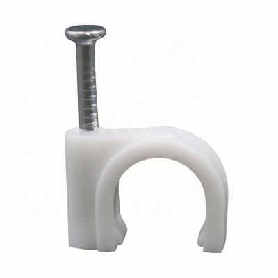 China High Quality Electrical Accessories Circle Around Electrical Wire Nail Plastic Cable Clamps With Concrete for sale