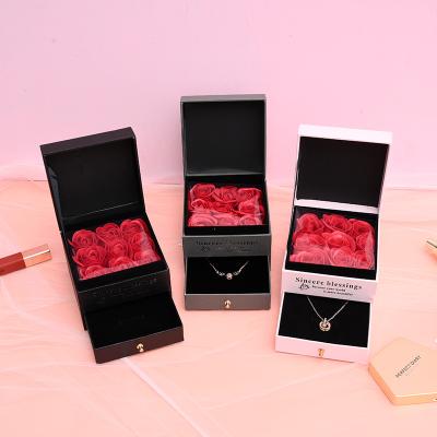 China Rose With Necklace Romantic Valentine's Day Eco-Friendly Boxes Preserved For Her Eternal Rose For Valentine's Day for sale