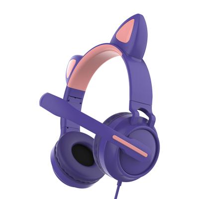 China Cat Ear Gaming Headset Headphones Headband with Mic Over Ear Noise Canceling Cat Ear Headphones Wireless for sale