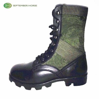 China Construction Grain Leather Cemented Black Leather Full Grain Army Boots Black Combat Police Boots for sale