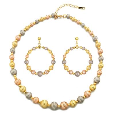 China RHNT874X TRENDY Women's Jewelry Fashion Gold Plated Three-color Necklace Earing Sets TRENDY African Jewelry for sale