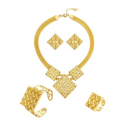 China 2021 Fashion TRENDY Jewelry Women's Gold Plated Set High Quality African Jewelry Party Gift Hyperbole Jewelry for sale