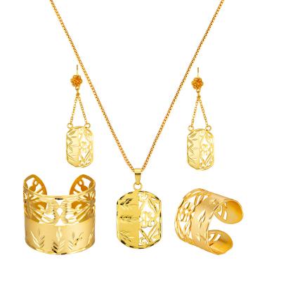 China RHBW6532 Trendy Fashion Jewelry Wholesale Price Gold Plated Bangler Set Pendant Earring Sets Jewelry Party Gift Jewelry for sale