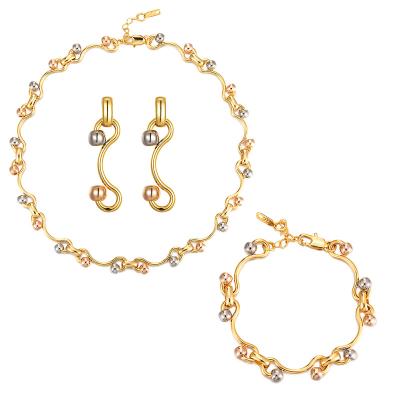 China RHNT393X 2021 High-end Fashion Jewelry Set Wholesale Price Three Colors Jewelry Set Gold Trendy Ladies Jewelry Set Gift for sale