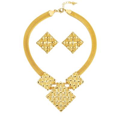 China RHNT9048 Fashion TRENDY Jewelry New Listing Italy Gold Plated Necklace Earring Set Set Jewelry Party Gift Jewelry for sale