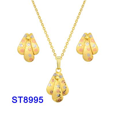 China 2021 Fashion Trendy Wholesale Gold Plated Three Colous Drop Earring Sets For Gift Wedding Womem for sale