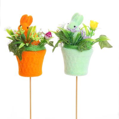 China Lovely Factory Supplier Easterfroth Rabbit Ornament Colorful Flower Pots Ornaments Home Decorations for sale