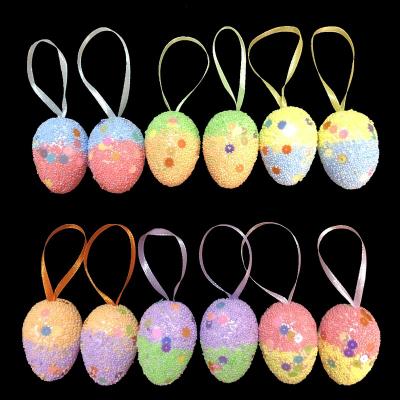 China Polysaurus Easter Decorations with 3*4 String Pendant cm12pcs Multicolor Optional, Two Color Foam Particle Glitter Egg Bird Eggs for sale