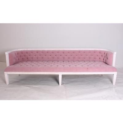 China Wedding wooden long back sofa event elegant comfortable upholstered tufted sofa banquet rental 3 seaters party sofa for sale