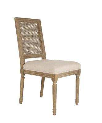 China Wholesale rattan squar back event chair antique solid wooden carved rental wedding chair with linen for sale