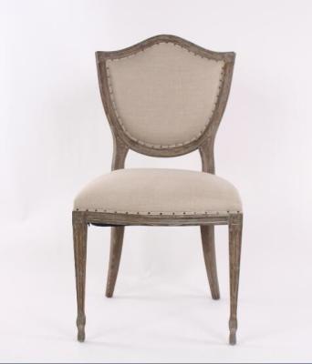 China Classic vintage linen fabric dining chair special nice back event chair upholstery chair with nails for sale