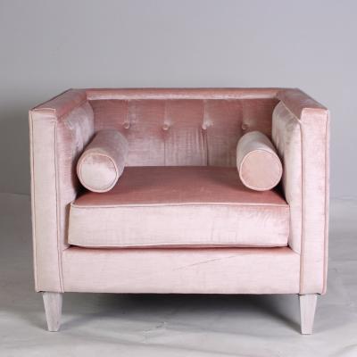 China Hote sale home furniture single sofa rental vevlet upholstered wooden sofa event wedding single sofa with armrest for sale