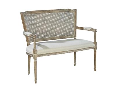 China Event linen upholstery rattan back wedding sofa handcrafted wood frame with carved sofa furniture for sale