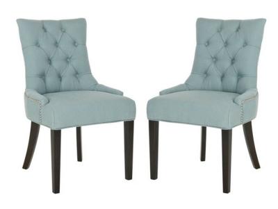 China High back wing back and tufted design fabric dining chair with button tufted for sale