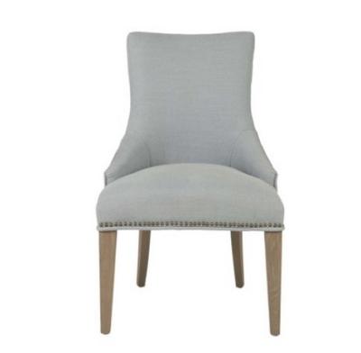 China Nice design hote sale high back wing back tufted design linen fabric dining chair with button tufted for sale