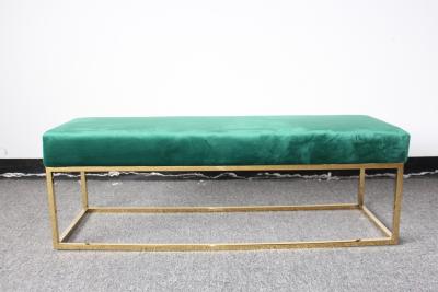 China Stainless steel leg uphostered ottoman bed stool button velvet ottoman foot stool for sale