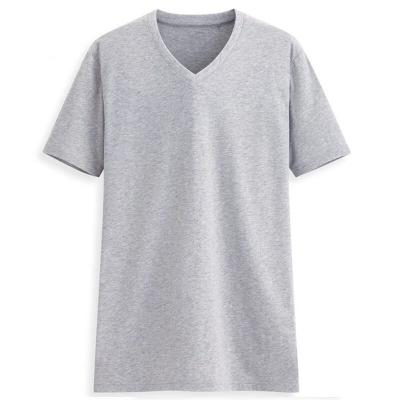 China Factory low moq low price 100% cotton T-shirt cheap high quality anti-shrink v-neck camisas t-shirts for men for sale