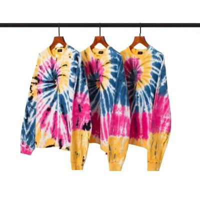 China Custom Logo Anti Shrink OEM Men's Sweatshirt 100% Cotton Tie Dye Crewneck Sweatshirts Wholesale for sale