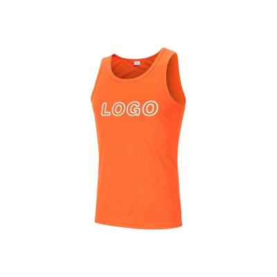 China Custom Men's Logo Sleeveless T-Shirt Fitness Gym Tank Top Dry Fit Polyester Anti-Shrink Apparel Custom T-Shirt for sale