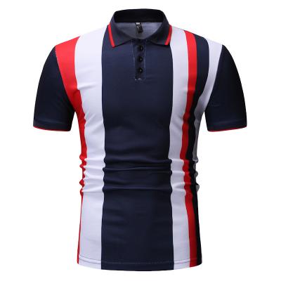 China Men's Custom Anti Shrink All Over Print Sublimation Striped Shirt Golf Brand Uniform Polo Shirts for sale