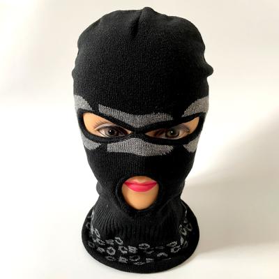 China COMMON Wholesale Custom Face Mask Knit Full Logo Face Cover Ski Mask 3 Hole Balaclava for sale