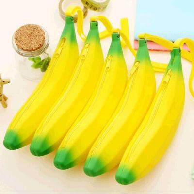 China Other Creative Banana Shape Zipper Pen Case Wallet Pouch Keyring Waterproof Bag for sale