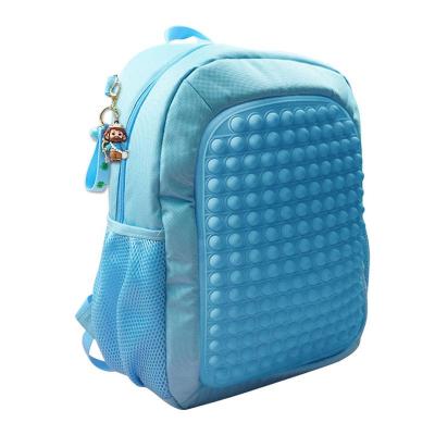 China Other Kids Shoulder Bag Bookbag Stress Reliever Push Bubble Backpack Sensory Silicone Rainbow Wiggle School Bags for sale