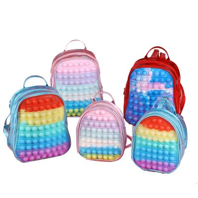 China Polyester Customize Rainbow Push Bubble School Bookbag Large Size Shoulder Bag Relaxing Busy Person Backpack for sale