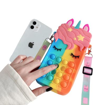 China Others Unicorn Pops Messenger Bag Kids Purses Women Purse Mini Handbags Summer Color Silicon Bubble for sale