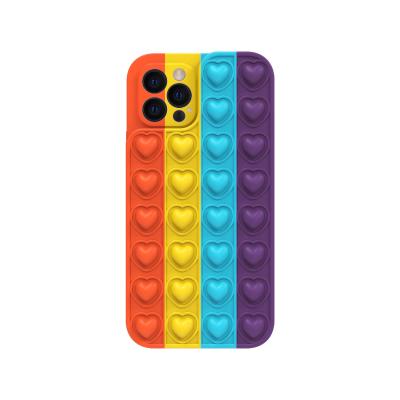 China 3d Anti-drop Silicone Rainbow Case For Iphone 11 12 Pops Case For Samsung Push Bubble Toy Fidget Popper Phone Case For Iphone Cases for sale