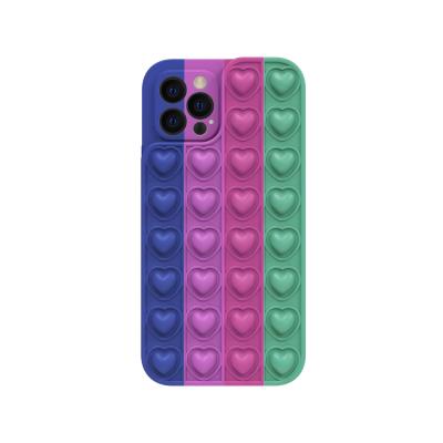 China New Product Anti-fall Soft Silicone Rainbow Push Bubble Phone Cases Wiggle Toys Relaxing Phone Cases For Iphone for sale