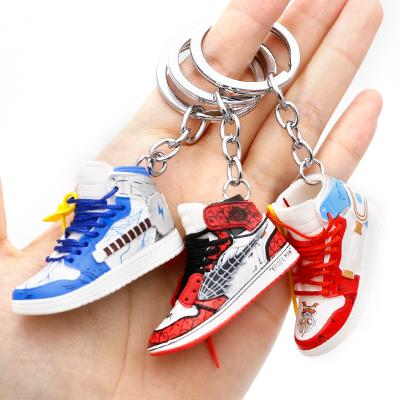 China Key Chain PVC Rubber Sneakers Key Chain With Free Mold Cost Customized Color Silicone Shoe Keychains for sale