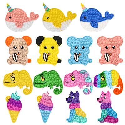 China Pushing Popper Sounds 2021 Toy Dinosaur Rainbow Silicone Board Push Popper Jumping Bubbles Sticky Person Game Sticky Person Sensory Toy for sale