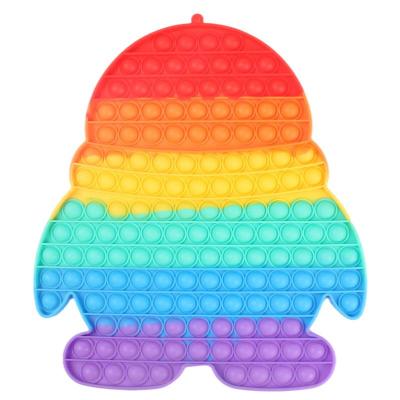 China 2021 Eco-Friendly Material Jumping Bubble Toy Rainbow Silicone Game Board Push Push Button Sensory Bouncing Person Toy for sale