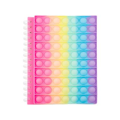 China Hot Selling Limit Notebook Amazon Silicone Pop Cover Notebook Children Back To School Busy Person Toys Push A5 Spiral Loose Bubbles Notebook for sale