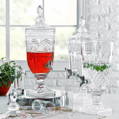 China European Morden Vintage Hotel Restaurant Bar Liquor Juice Soft Water Glass Drink Dispenser With Tap for sale