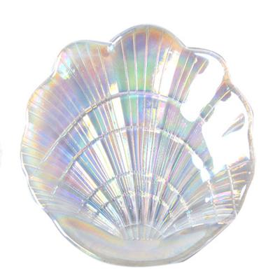 China Tray Shell Plate Colorful Shell Shaped Decor Viable Iridescent Charger Shell Plate for sale