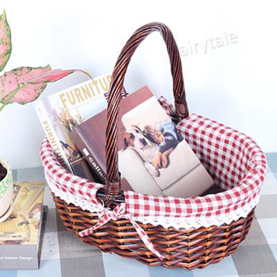 China Wicker Basket Lily Basket Mushroom Basket Viable Outdoor Handle Empty Basket for sale