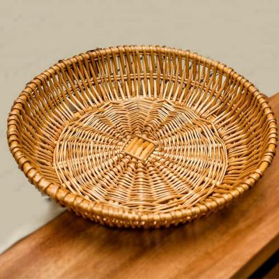 China China Food Bread Fruit Basket Large Empty Round Bulk Viable Wicker Wholesaler for sale