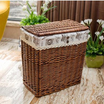 China Large Willow Laundry Basket Bulk Rectangle Viable Storage Bathroom Wicker Basket for sale