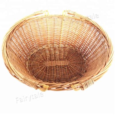 China Sustainable Willow Wicker Bicycle Bike Front Back Pet Shopping Basket For Bicycle for sale