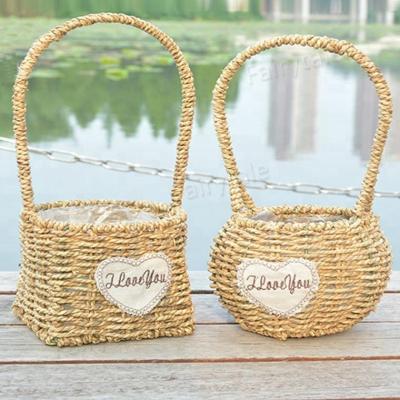 China Home Sustainable Flower Pot Straw Garden Water Resistant Hand Woven Decoration Flower Basket for sale