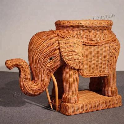 China Hand - Woven Elephant Flowerpot Holder Stand Up Decorative Animal Shape Garden Planter for sale