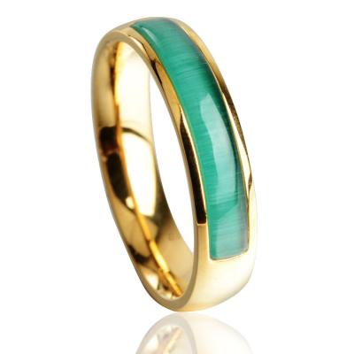 China Stainless Steel Jade Ring Vintage Artificial Opal Ring High Fashion Polish TRENDY Women Men for sale